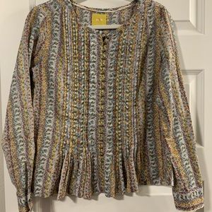 Anthropologie Maeve Pleated Floral Pattern Top